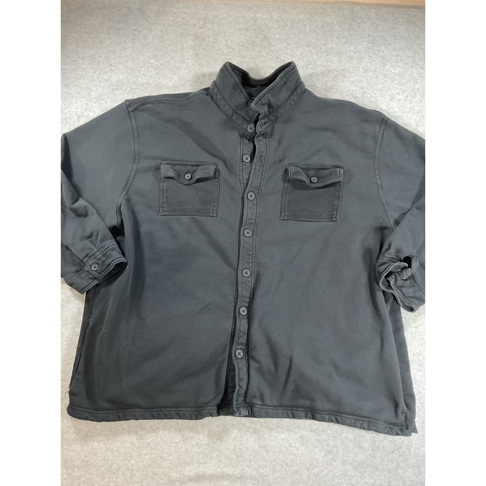 Society of One Mens 3XL Black French Terry Button Down Shirt Jacket Cotton 1954
